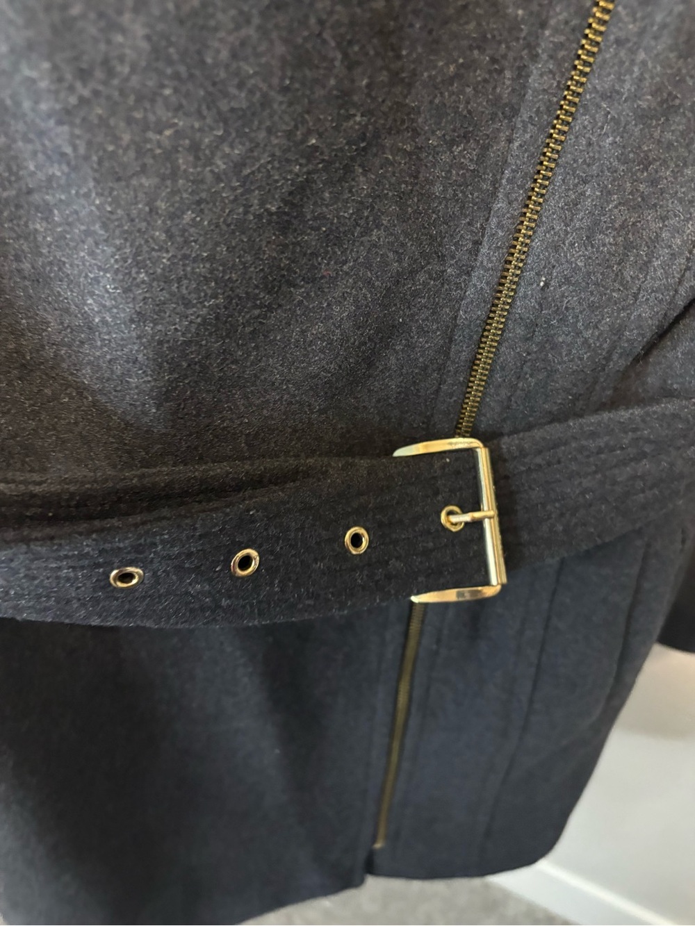 Michael Kors Black Wool-Blend Belted Trench Coat with Gold Hardware - Picture 4 of 9